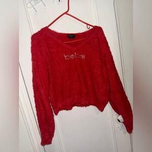 Bebe Red Fuzzy Sweater